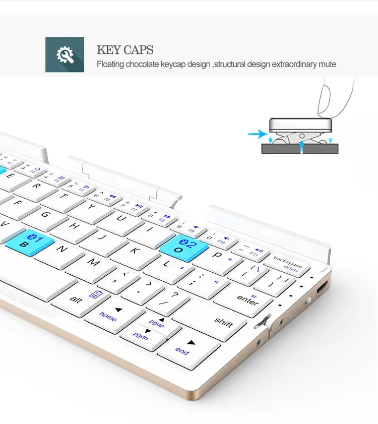 Tri-folding foldable Bluetooth Wireless Keyboard Aluminum Housing for iPad 7 8 9 iPhone 11 12 13 14 Z Fold 4 MateXS MiX Fold