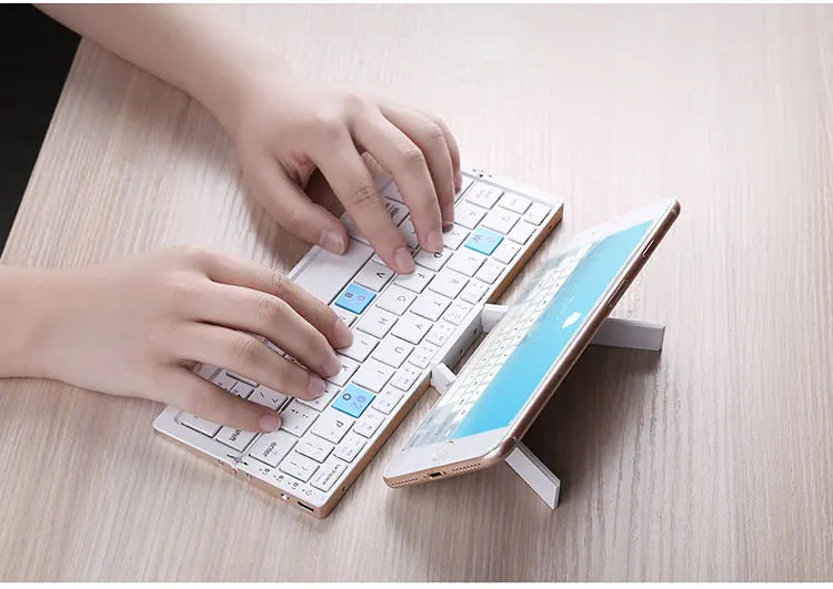 Tri-folding foldable Bluetooth Wireless Keyboard Aluminum Housing for iPad 7 8 9 iPhone 11 12 13 14 Z Fold 4 MateXS MiX Fold