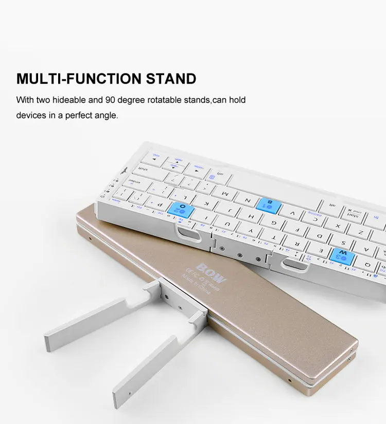 Tri-folding foldable Bluetooth Wireless Keyboard Aluminum Housing for iPad 7 8 9 iPhone 11 12 13 14 Z Fold 4 MateXS MiX Fold