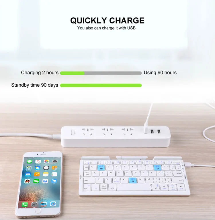 Tri-folding foldable Bluetooth Wireless Keyboard Aluminum Housing for iPad 7 8 9 iPhone 11 12 13 14 Z Fold 4 MateXS MiX Fold