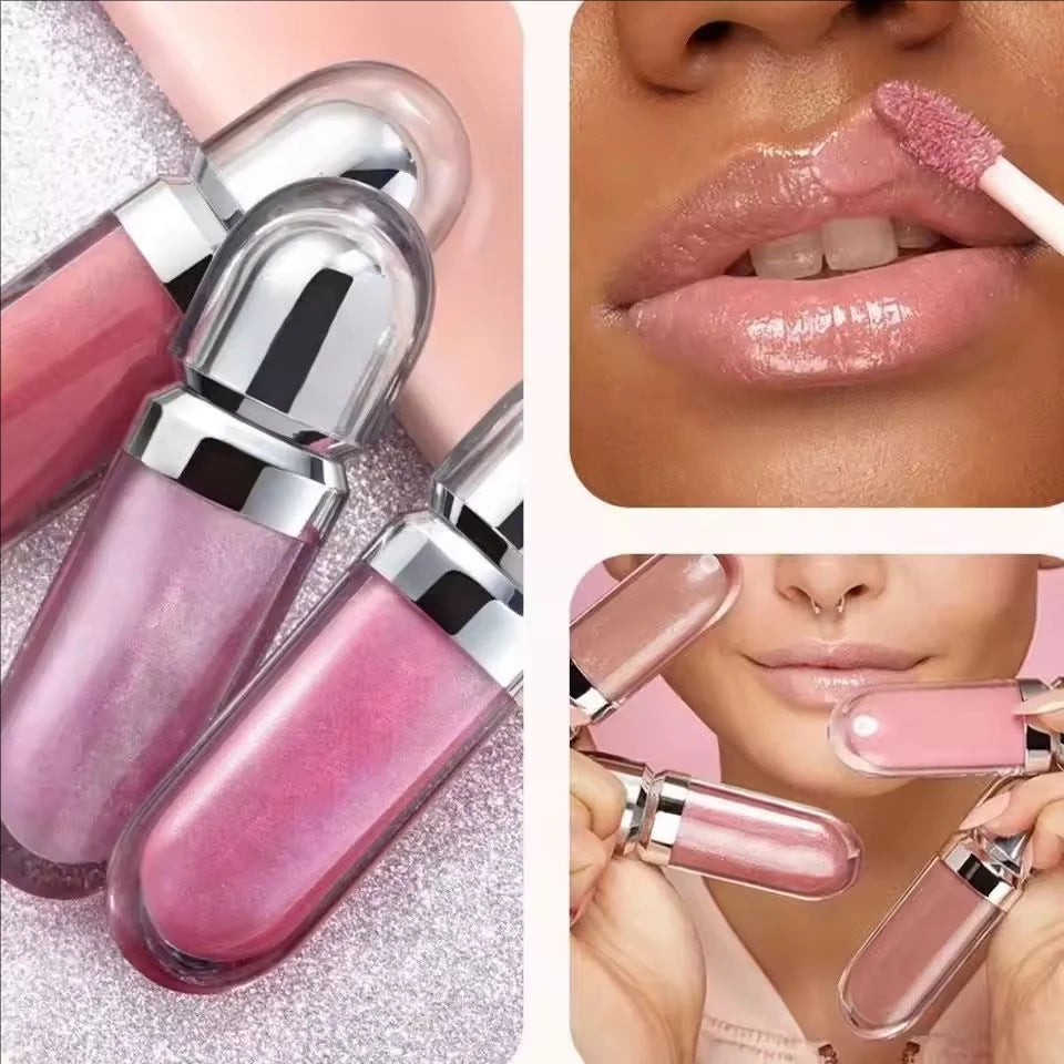 3D Hydra Lipgloss Transparent Lip Gloss Mirror Lipstick Moisturizing Glossy Lips Milk Tea Bean Paste Purple Colors Cosmetics
