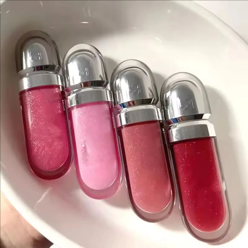 3D Hydra Lipgloss Transparent Lip Gloss Mirror Lipstick Moisturizing Glossy Lips Milk Tea Bean Paste Purple Colors Cosmetics