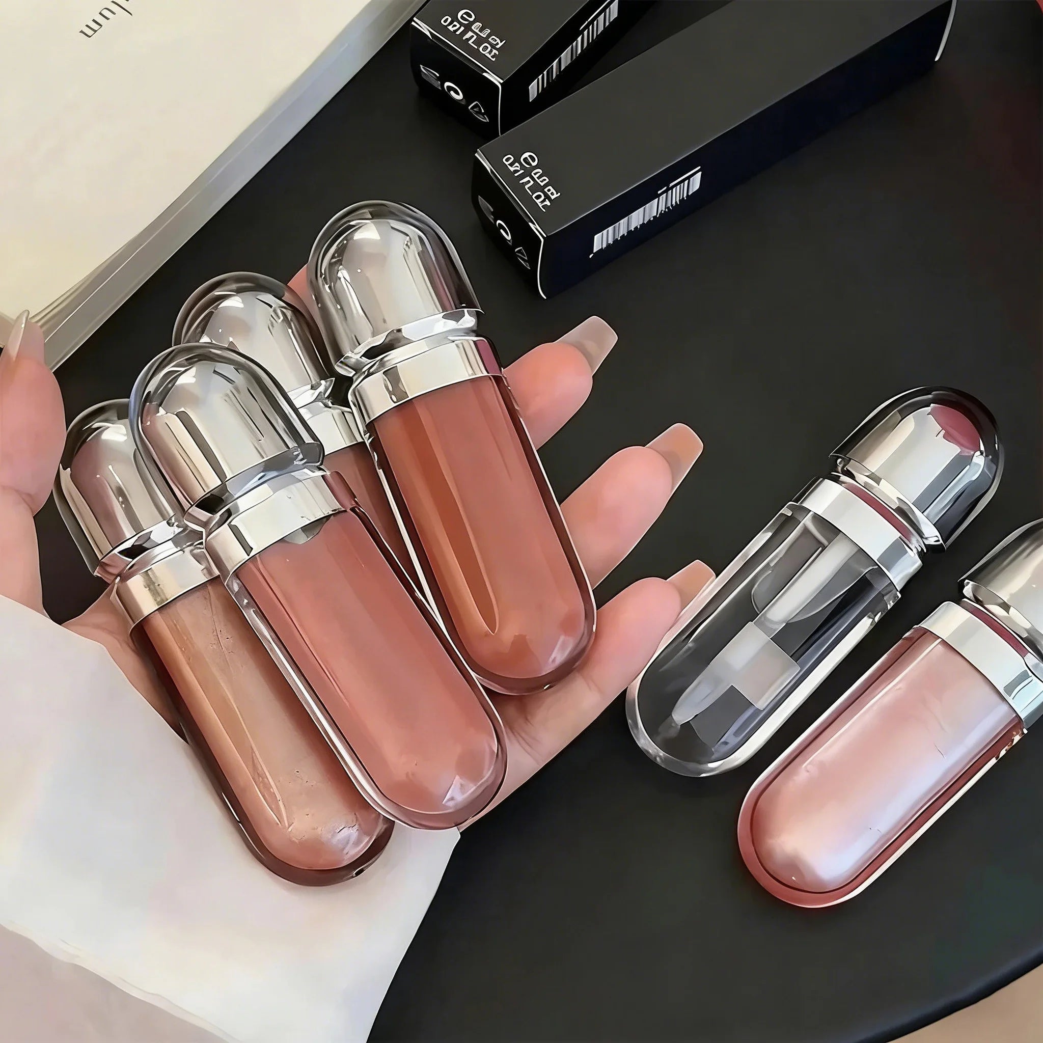 3D Hydra Lipgloss Transparent Lip Gloss Mirror Lipstick Moisturizing Glossy Lips Milk Tea Bean Paste Purple Colors Cosmetics