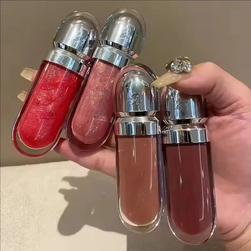 3D Hydra Lipgloss Transparent Lip Gloss Mirror Lipstick Moisturizing Glossy Lips Milk Tea Bean Paste Purple Colors Cosmetics