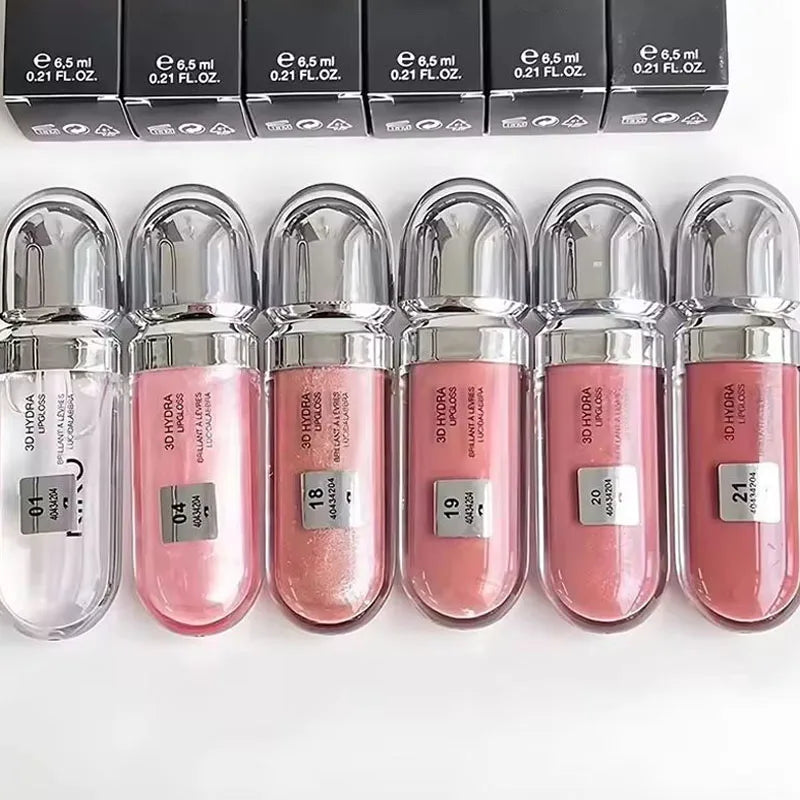 3D Hydra Lipgloss Transparent Lip Gloss Mirror Lipstick Moisturizing Glossy Lips Milk Tea Bean Paste Purple Colors Cosmetics