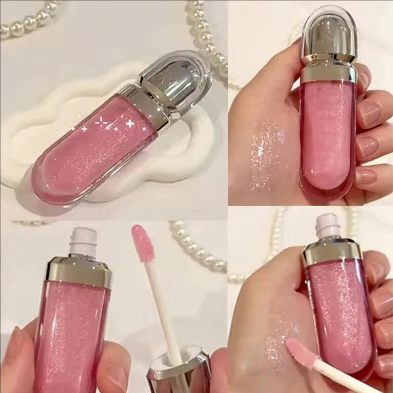 3D Hydra Lipgloss Transparent Lip Gloss Mirror Lipstick Moisturizing Glossy Lips Milk Tea Bean Paste Purple Colors Cosmetics