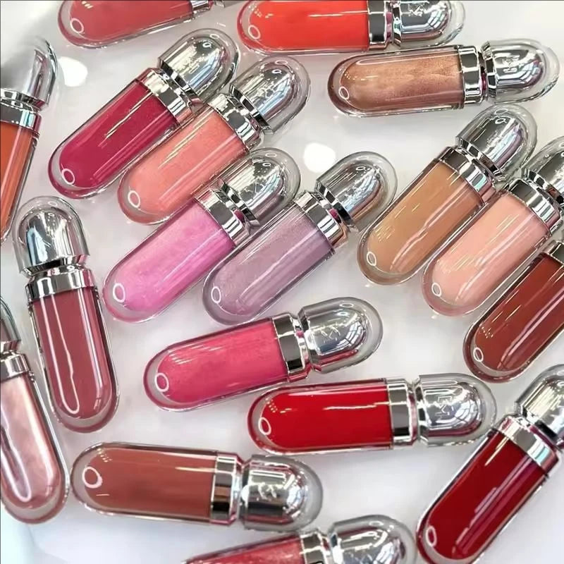 3D Hydra Lipgloss Transparent Lip Gloss Mirror Lipstick Moisturizing Glossy Lips Milk Tea Bean Paste Purple Colors Cosmetics